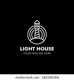 Retro Light house mercusuar Geometric abstract linear icon of landscape Logo Design Illustration Hipster Design