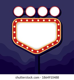 retro Light pentagon figure frame in pole vector illustration design