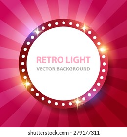 Retro light round banner. Vector illustration.