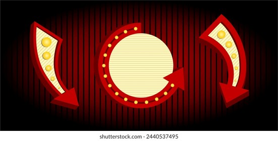 Retro-Licht-Zeichen für Dekoration und Hintergrund - Pfeil- und Kreisform