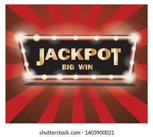 Retro light sign jackpot. Vintage style banner.
Pop art, gambling. Prize on game illustration - vector graphics.