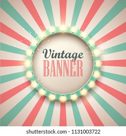 Retro light sign. Vintage style banner. Vector illustration. 