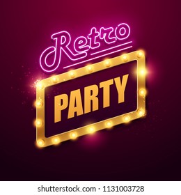 Retro light sign. Vintage style banner. Vector illustration. 