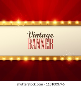 Retro light sign. Vintage style banner. Vector illustration. 