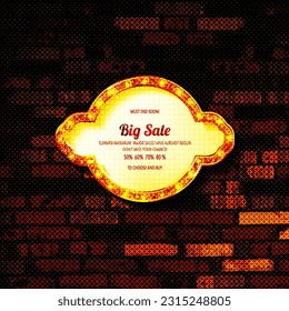 Retro light sign. Vintage style banner. Vector illustration.