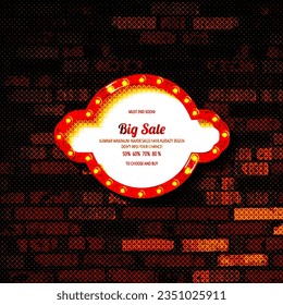 Retro light sign. Vintage style banner. Vector illustration.