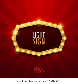 Retro light sign. Vintage style banner. Vector illustration.