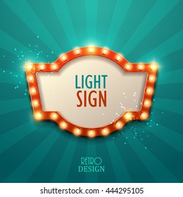 Retro Light Sign. Vintage Style Banner. Vector Illustration.