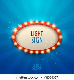 Retro light sign. Vintage style banner. Vector illustration.