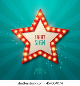 Retro light sign. Vintage style banner. Vector illustration.