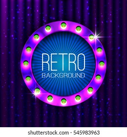 Retro light sign. Vintage style banner. Vector illustration