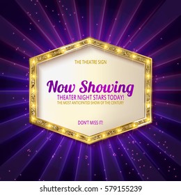 Retro light sign. Vintage style banner. theatre poster. Vector illustration
