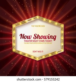 Retro light sign. Vintage style banner. theatre poster. Vector illustration