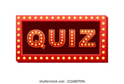 Retro light text quiz time. Retro light bulb. Vector stock illustration