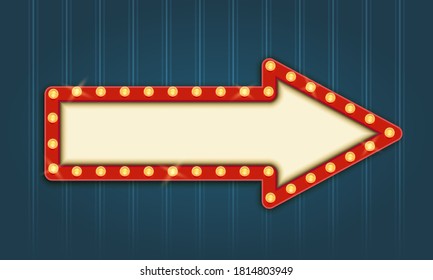 Retro Lightbox Arrow Shape Template With Red Border and Round Corners