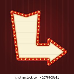 Retro Lightbox in Arrow Shape Template With Red Border