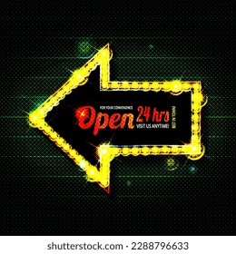 Retro Lightbox in Arrow Shape Template With Red Border. Vector illustration