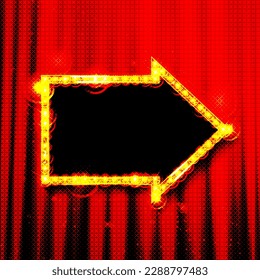 Retro Lightbox in Arrow Shape Template With Red Border. Vector illustration