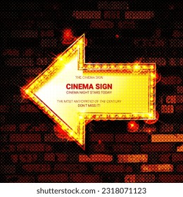 Retro Lightbox in Arrow Shape Template With Red Border. Vector illustration