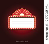 Retro lightbox billboard template, banner advertising, promotion and sale signs. Movie theater light frames.