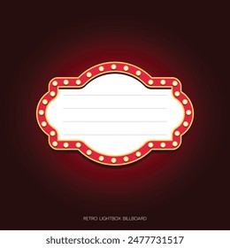 Retro lightbox billboard template, banner advertising, promotion and sale signs. Movie theater light frames.