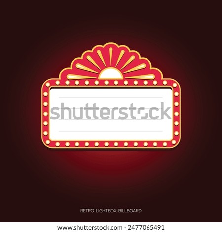 Retro lightbox billboard template, banner advertising, promotion and sale signs. Movie theater light frames.