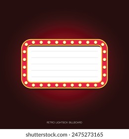 Retro lightbox billboard template, Rectangle banner advertising, promotion and sale signs. Movie theater light frames.
