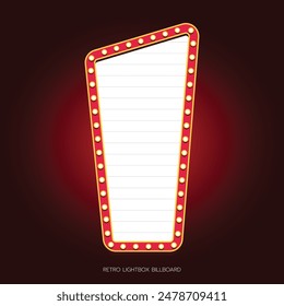 Retro lightbox billboard template, Rectangle banner advertising, promotion and sale signs. Movie theater light frames.