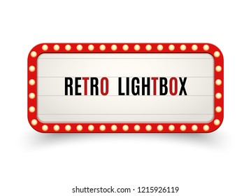 Retro Lightbox Billboard Vintage Frame. Vintage Banner Light Box. Cinema Or Show Signboard Decoration Advertise.