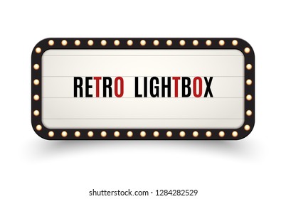 Retro Lightbox Billboard Vintage Frame. Vintage Banner Light Box. Cinema Or Show Signboard Decoration Advertise.