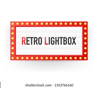 Retro lightbox billboard vintage frame. Lightbox with customizable design. Classic banner for your projects or advertising. Vector stock illustration.