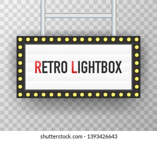 Retro lightbox billboard vintage frame. Lightbox with customizable design. Classic banner for your projects or advertising. Vector illustration.