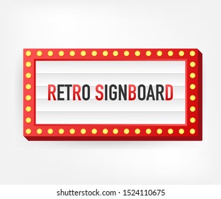 Retro lightbox billboard vintage frame. Lightbox with customizable design. Classic banner for your projects or advertising. Vector illustration.
