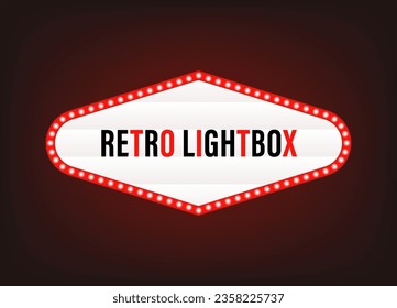 Retro lightbox billboard vintage frame. Vintage banner light box. Advertise movie or show signage design. Vector illustration