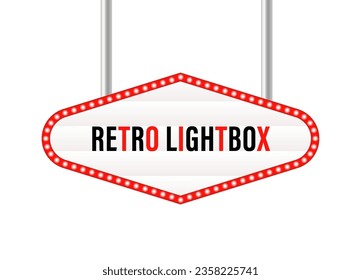 Retro lightbox billboard vintage frame. Advertise movie or show signage design. Lightbox with customizable design. Classic banner for your projects or advertising. Vector illustration