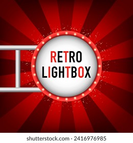 Retro lightbox billboard vintage frame. Vintage banner light box. Advertise the design of a movie or show sign. Classic banner for your projects or advertising. Vector illustration