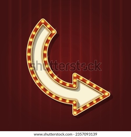 Retro Lightbox in Curved Arrow Shape to the Side Template With Red Border