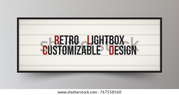 Retro lightbox with customizable design. Classic banner
for your projects or advertising. Light banner, vintage billboard
or bright signboard. Cinema or theatre light box frame for ads.

