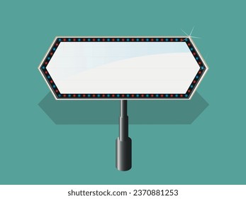 Plantilla de la caja de luz retro con bombilla de luz estilo realista publicidad de banner, anuncio de promoción y venta, cine, bar o restaurante.