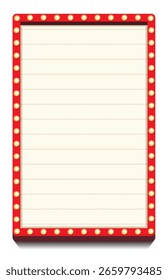 Modelo de vetor de lightbox retro com lâmpada isolada no fundo branco para poster de festa, propaganda de banner, promoção e venda billboard, cinema, bar show ou restaurante