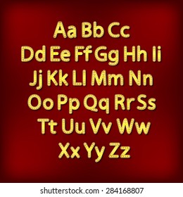 Retro Lightbulb Alphabet Glamorous showtime theatre alphabet. Vector illustration. art