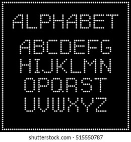 Retro lights alphabet. Classic dot lights textured alphabet set. Vector EPS10