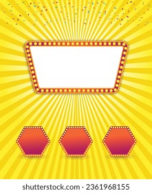 Retro Lights Sign, Sale Discount Poster, Promotional Advertisement Offers Template Vector 