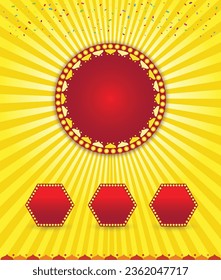 Retro Lights Yellow Abstract  Festival Promotional Retail Ad mockup Template Vector Design
