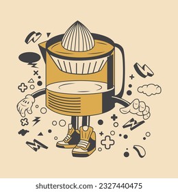 Retro Lime Squeezer Cartoon Character Vector Illustration