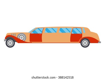 Retro limousine illustration on white background. Vintage