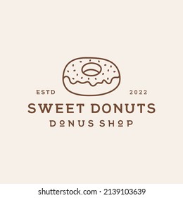 Retro Line Art Donuts Logo-Design-Vektorgrafik