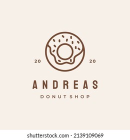 Retro Line art Donuts Logo Design Vector Illustration