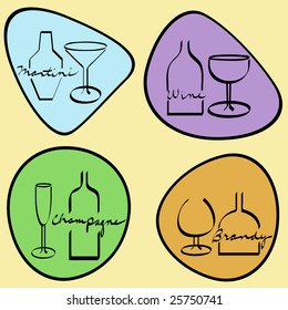 Retro line art drinks