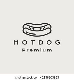 Retro Line art Hot Dog, Hamburger Logo Design Vector Illustration